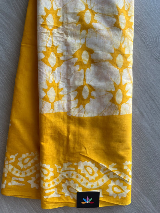 Hand Block Printed Mul Cotton Saree - 36036