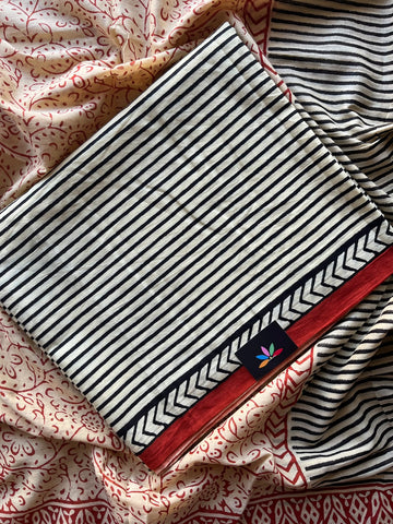 Hand Block Printed Mul Cotton Unstitched Suit Set with Mul Duppata - 36113