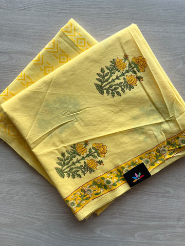 Hand Block Printed Mul Cotton Unstitched 2-Piece Suit Set - 36117