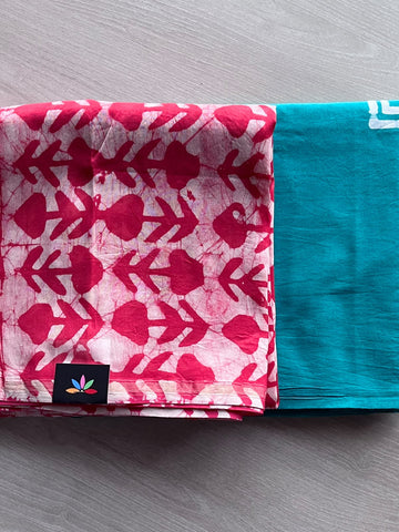 Hand Block Printed Chanderi Cotton Silk 2 Piece Set - 36163