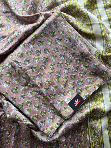 Hand Block Printed Chanderi Cotton Silk 3 Piece Set - 36165