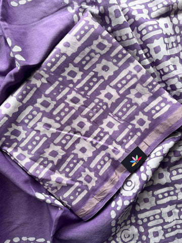 Hand Block Printed Chanderi Cotton Silk 3 Piece Set - 36168