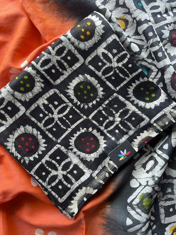 Hand Block Printed Chanderi Cotton Silk 3 Piece Set - 36170