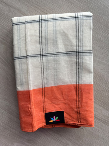 Checked Cotton Starched Saree (Without blouse)- 36350-36352