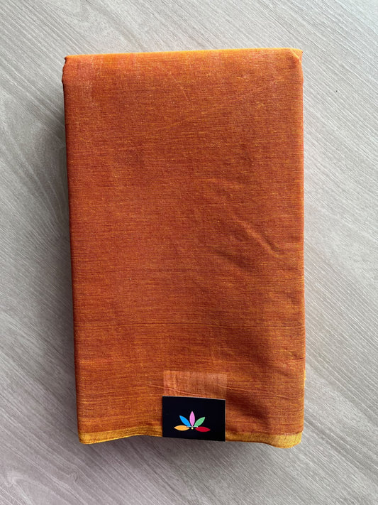 Rust Orange Bengal Soft Cotton Saree (Without Blouse) - 36463