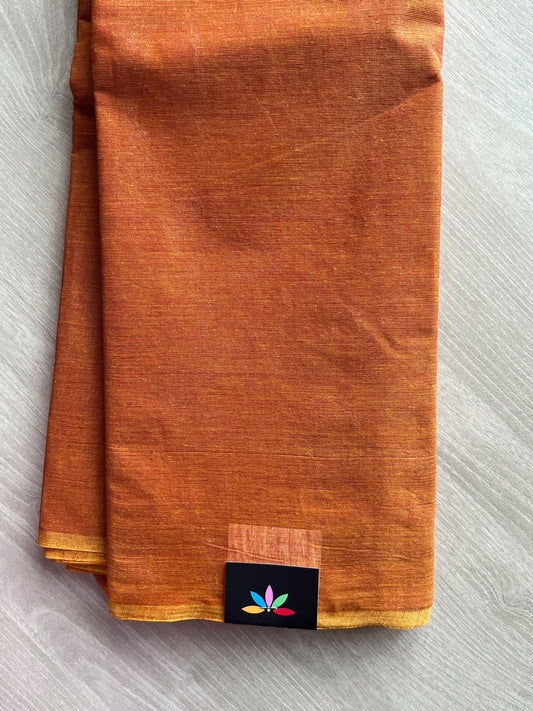 Rust Orange Bengal Soft Cotton Saree (Without Blouse) - 36463