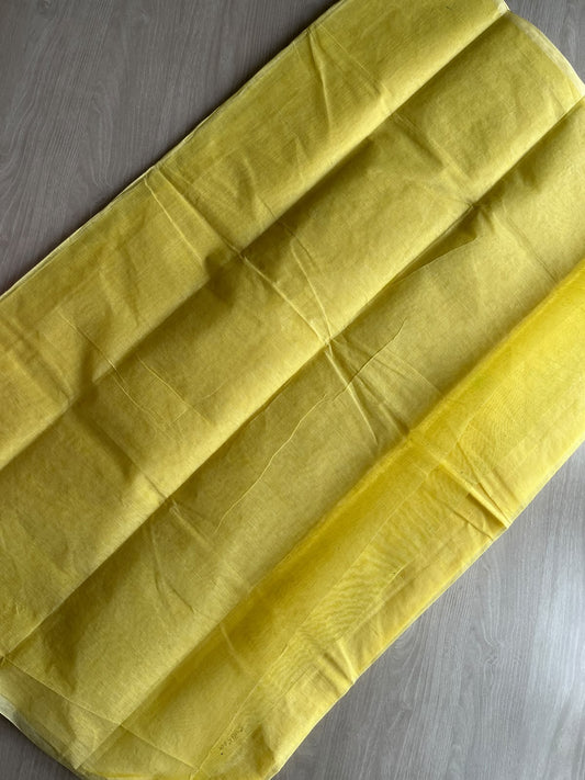 Lemon Yellow Bengal Soft Cotton Saree (Without Blouse) - 36464