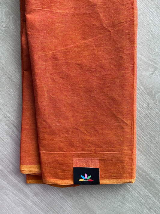 Burnt Orange Bengal Soft Cotton Saree (Without Blouse) - 36467