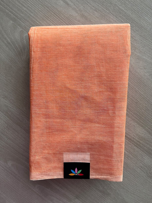 Apricot Orange Bengal Soft Cotton Saree (Without Blouse) - 36469