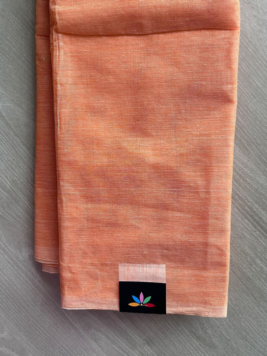 Apricot Orange Bengal Soft Cotton Saree (Without Blouse) - 36469