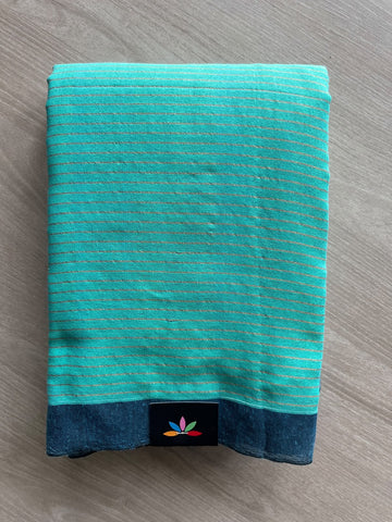 Striped Contrast Border Soft Cotton Saree - 36624