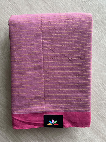 Striped Contrast Border Soft Cotton Saree - 36625