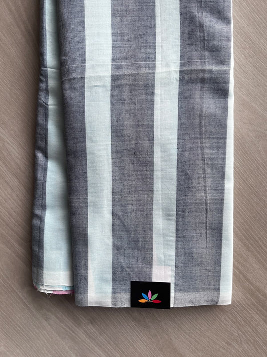 Partly Pallu Striped Soft Cotton Saree - 36687