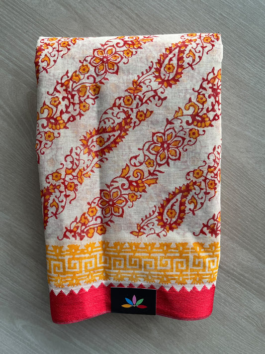 Block Printed Bengal Cotton Saree - 36735