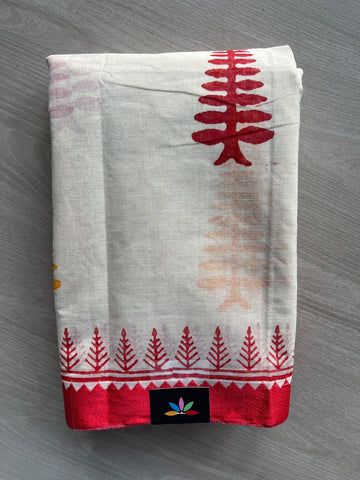Block Printed Bengal Cotton Saree - 36737