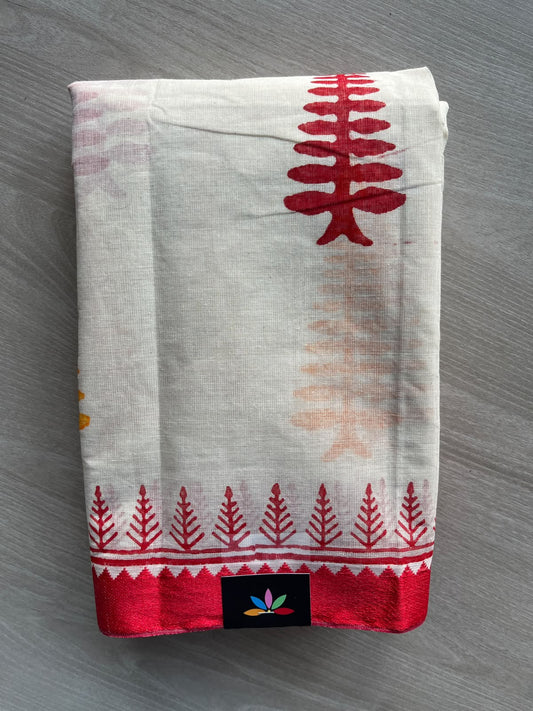 Block Printed Bengal Cotton Saree - 36737