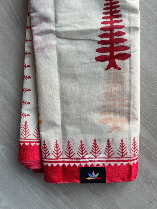 Block Printed Bengal Cotton Saree - 36737