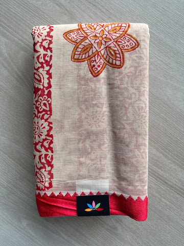 Block Printed Bengal Cotton Saree - 36739