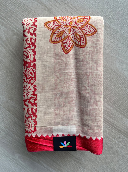 Block Printed Bengal Cotton Saree - 36739