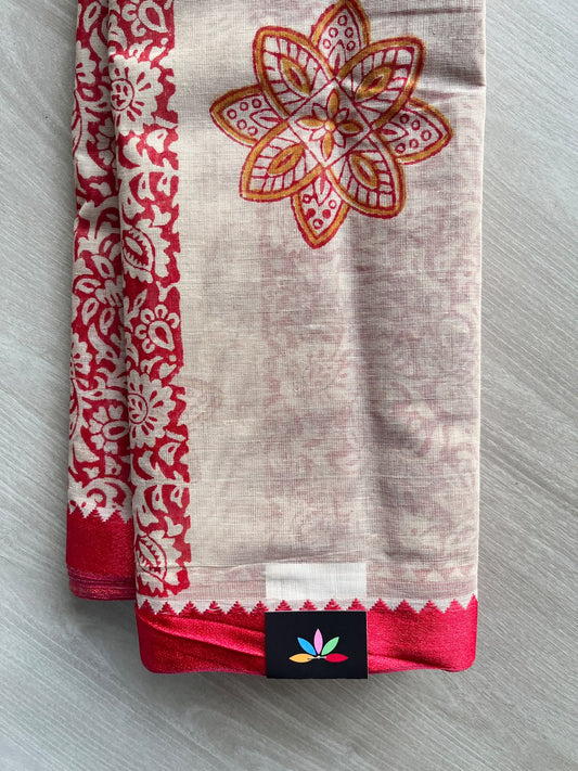 Block Printed Bengal Cotton Saree - 36739