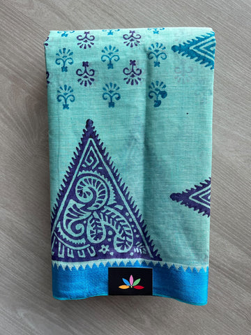 Block Printed Bengal Cotton Saree - 36740
