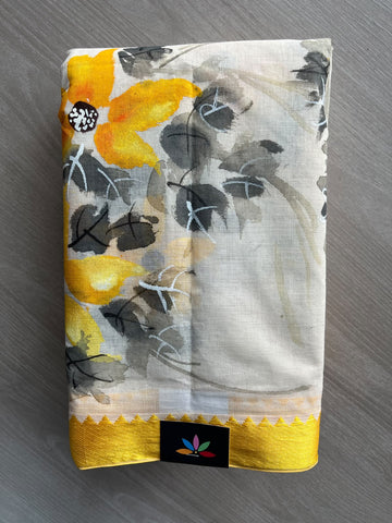 Hand Painted Bengal Cotton Saree - 36742