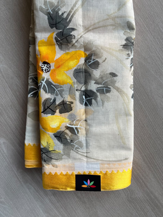 Hand Painted Bengal Cotton Saree - 36742