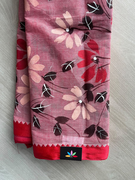 Hand Painted Bengal Cotton Saree - 36743