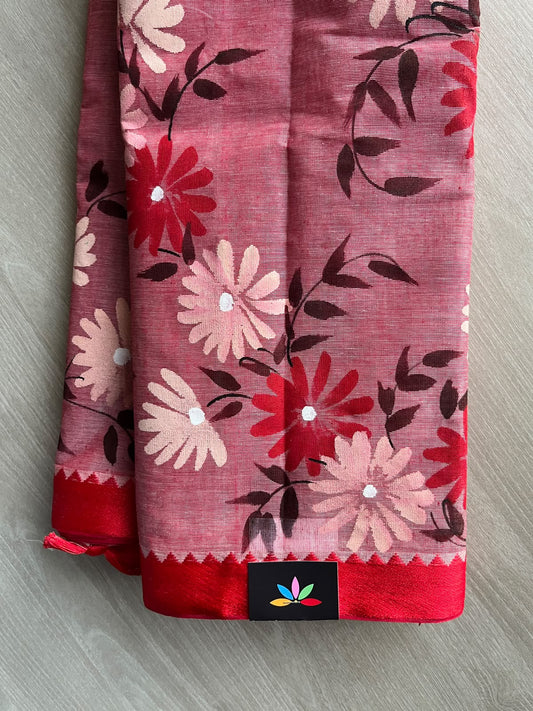 Hand Painted Bengal Cotton Saree - 36745