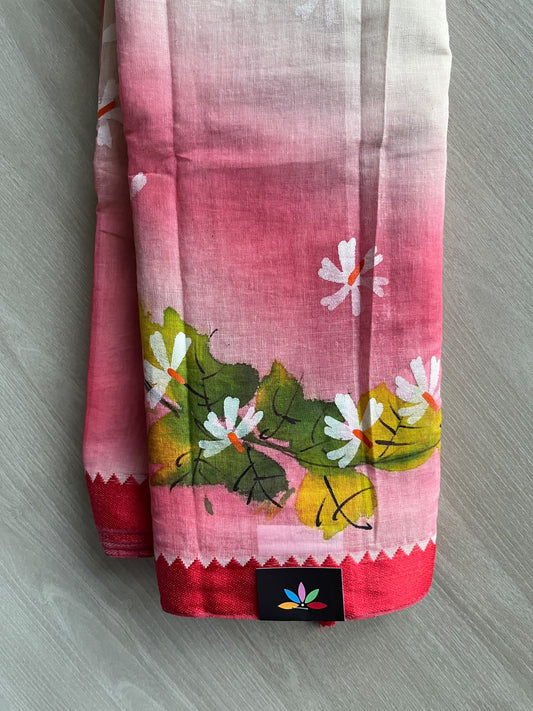 Hand Painted Bengal Cotton Saree - 36747