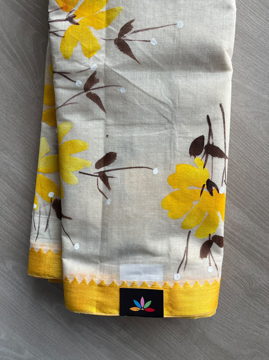 Hand Painted Bengal Cotton Saree - 36748