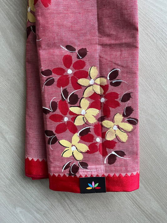 Hand Painted Bengal Cotton Saree - 36749