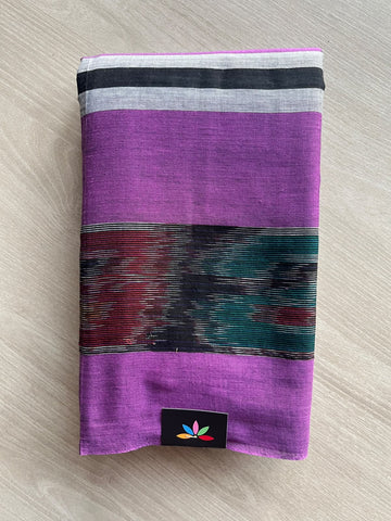 Ikkat Design Border Bengal Soft Cotton Saree (Without blouse) - 36752