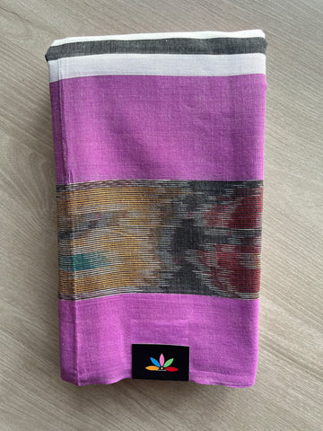 Ikkat Design Border Bengal Soft Cotton Saree (Without blouse) - 36754