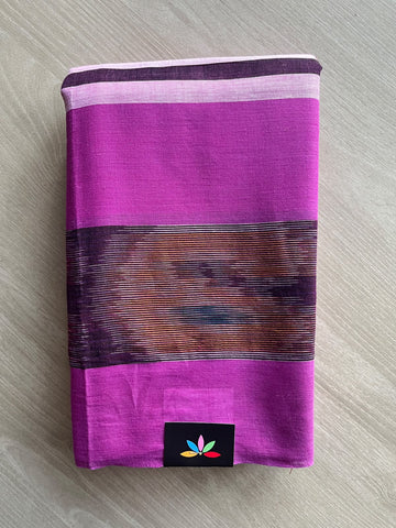 Ikkat Design Border Bengal Soft Cotton Saree (Without blouse) - 36756
