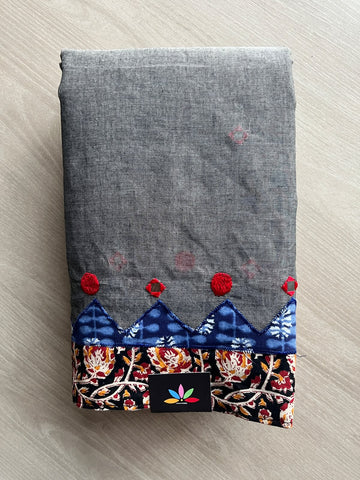 Appliqué work Bengal Cotton Saree (Without blouse) - 36757