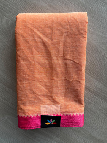 Contrast Border Plain Cotton Starched Saree (Without Blouse) - 36797