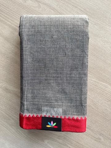 Contrast Border Plain Cotton Starched Saree (Without Blouse) - 36798