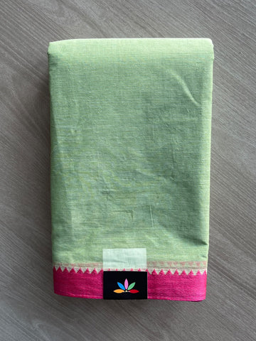 Contrast Border Plain Cotton Starched Saree (Without Blouse) - 36799