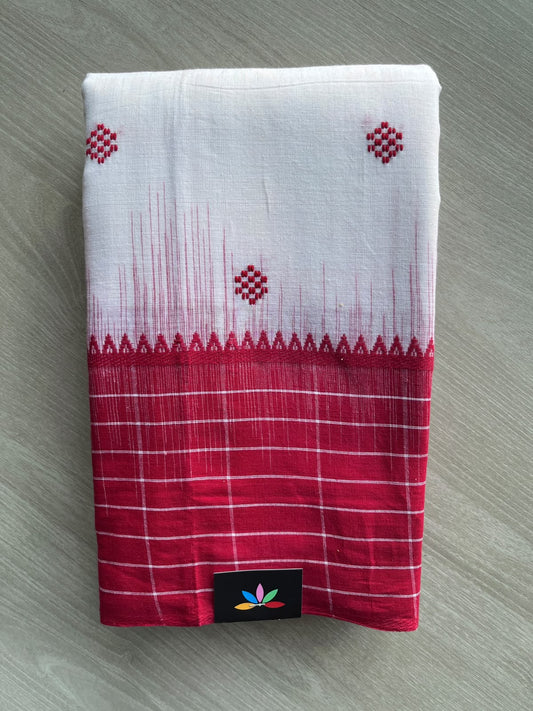 White Bengal Soft Cotton Saree (Without Blouse) - 36812-36813