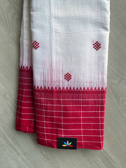 White Bengal Soft Cotton Saree (Without Blouse) - 36812-36813