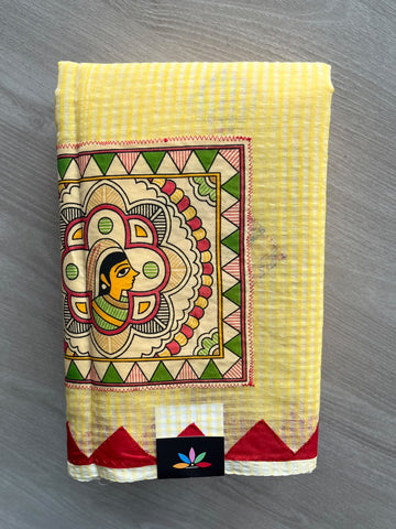 Appliqué work Kota Checks Saree (Without Blouse) - 36823