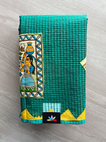 Appliqué work Kota Checks Saree (Without Blouse) - 36826