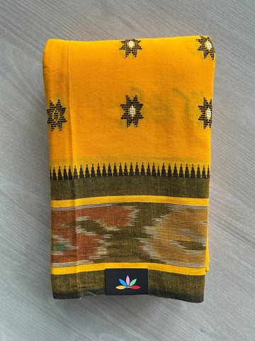 Ikkat Border Soft Cotton Saree (Without blouse) - 36833