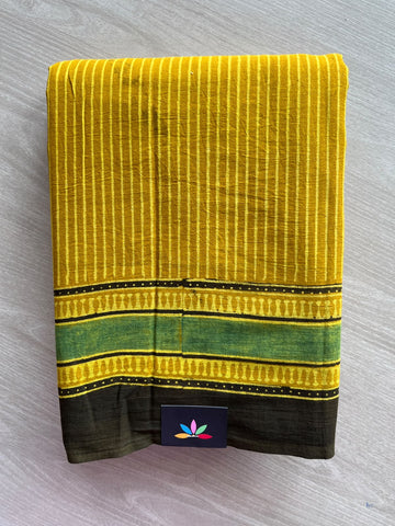 Natural Dye Ajrakh Handblock Printed Cotton Saree - 36872