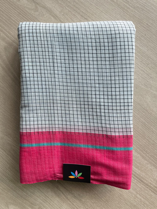 Chrome Grey Patteda Anchu Handloom Cotton Saree - 36899