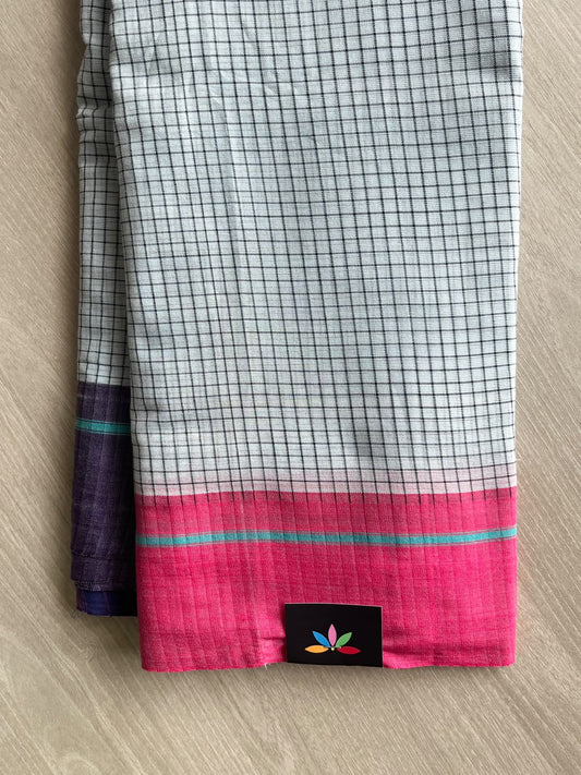 Chrome Grey Patteda Anchu Handloom Cotton Saree - 36899