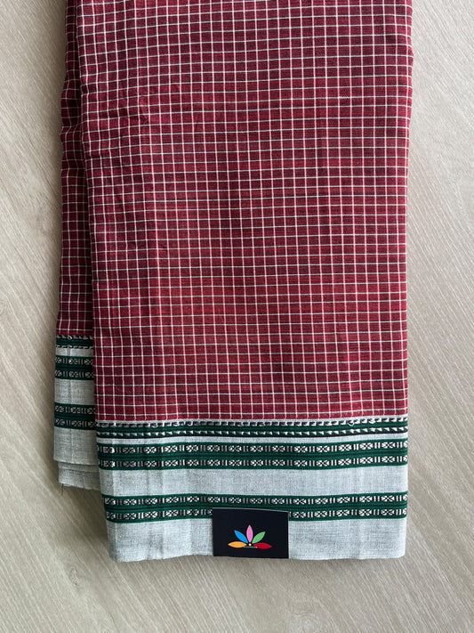 Maroon Patteda Anchu Handloom Cotton Saree - 36907