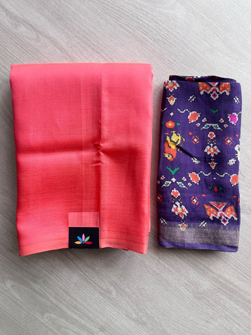 Handloom Mangalagiri Silk Cotton Saree With Digital Printed Blouse Fabric - 36909