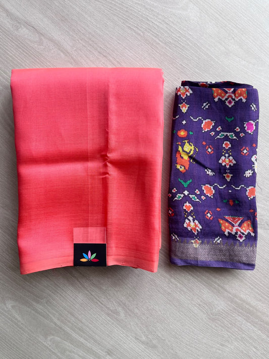 Handloom Mangalagiri Silk Cotton Saree With Digital Printed Blouse Fabric - 36909